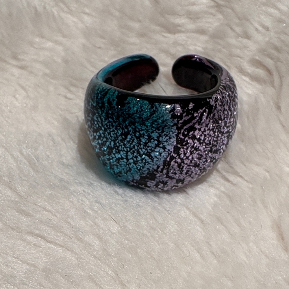 Murano Blue and Purple Glass Ring